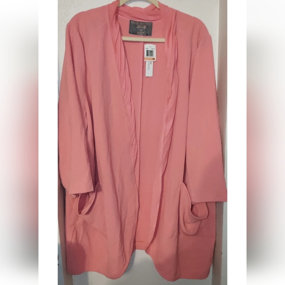 New Seven7 Pink Open Jacket Cardigan Suit Blazer 3/4 Sleeve